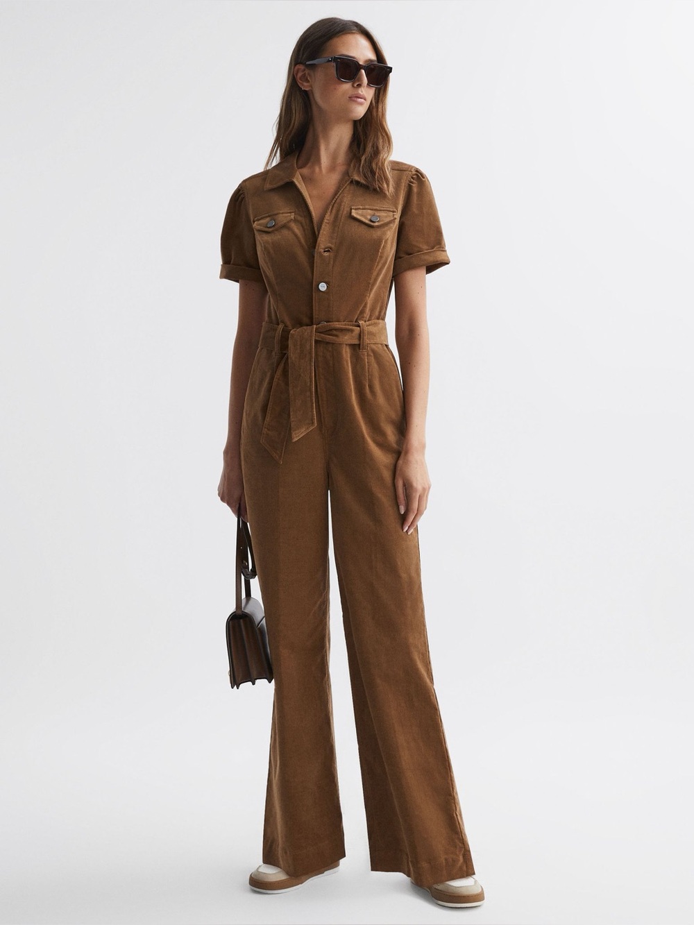 Toasted Coconut Anessa Cropped Corduroy Jumpsuit - Brown